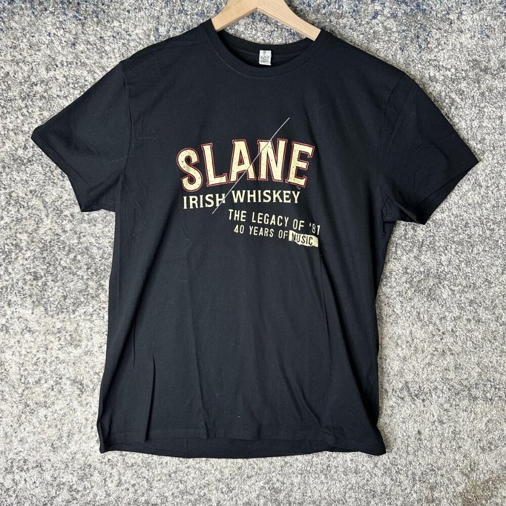 Slane‎ Irish Whiskey Shirt Mens Large Black Graphic Tee 40 Years of Music Promo
